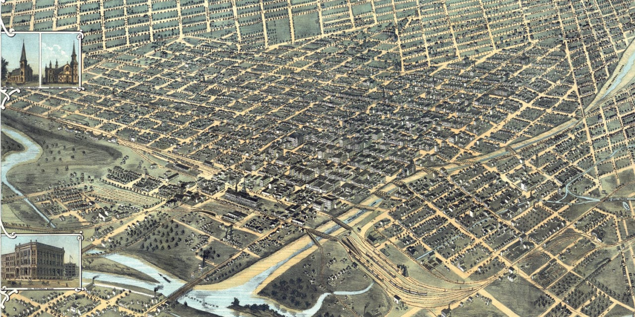 Beautifully restored map of Denver, Colorado from 1882