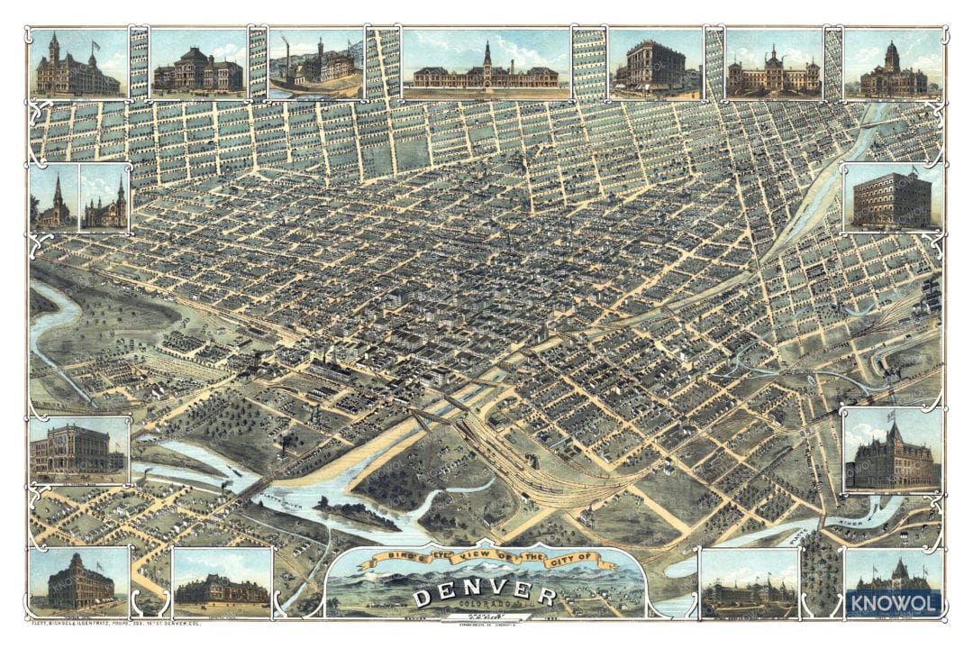 Beautifully restored map of Denver, Colorado from 1882 KNOWOL