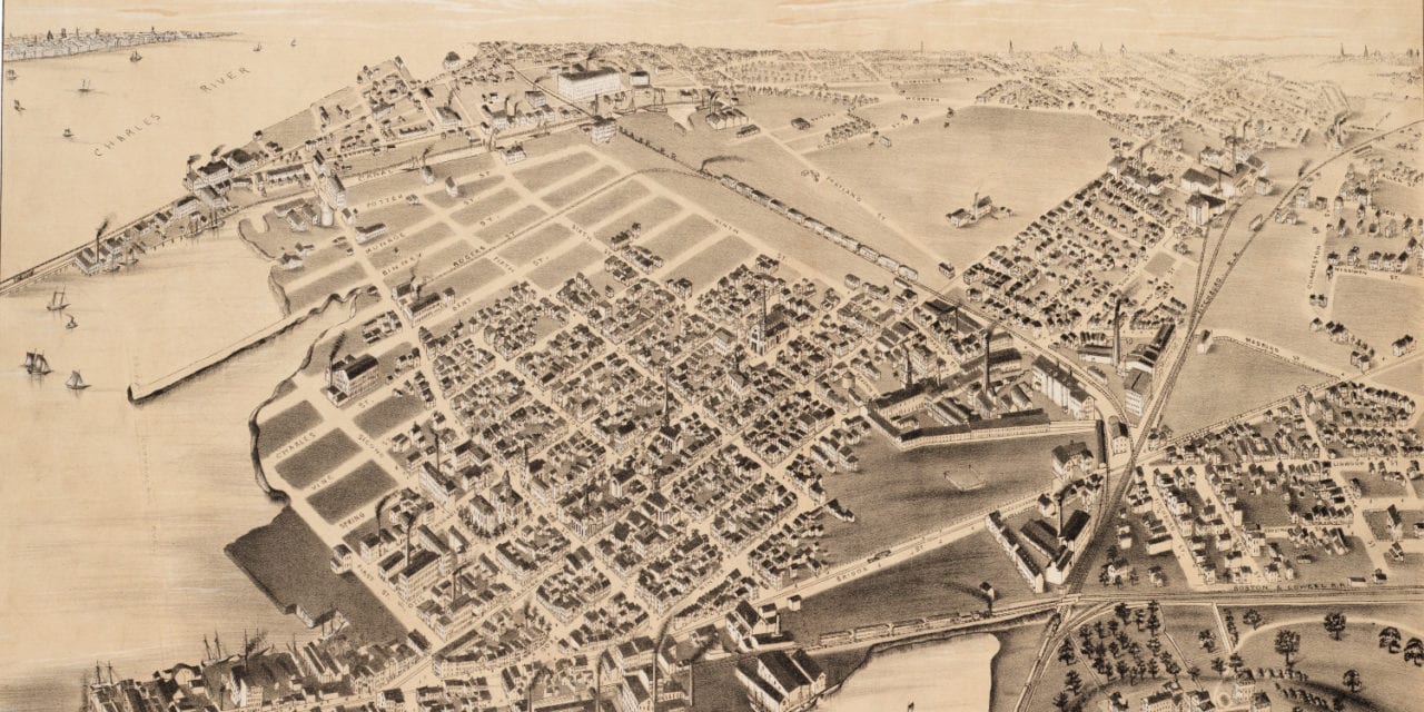 Beautifully restored map of East Cambridge, MA from 1879