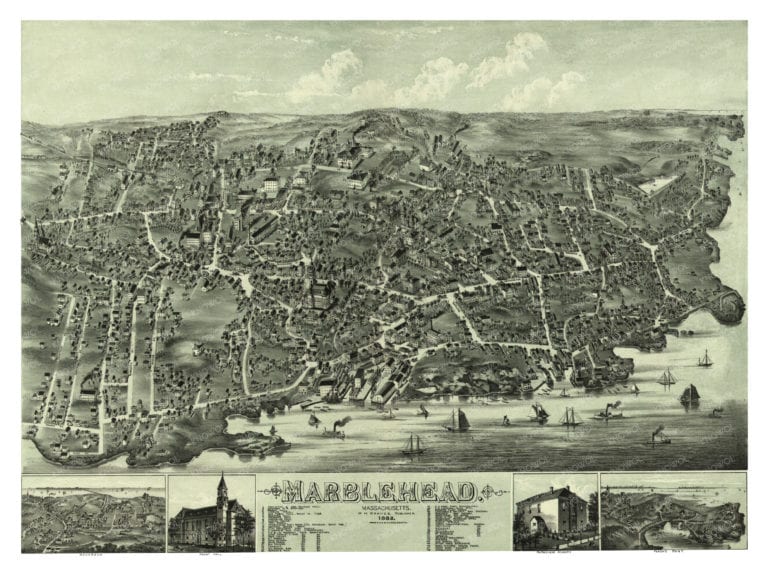 Beautifully restored map of Marblehead, MA from 1882 KNOWOL