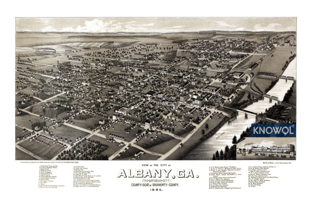 Beautifully restored map of Albany, Georgia from 1885 - KNOWOL