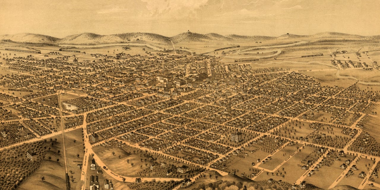 Beautifully restored map of Kalamazoo, Michigan in 1874