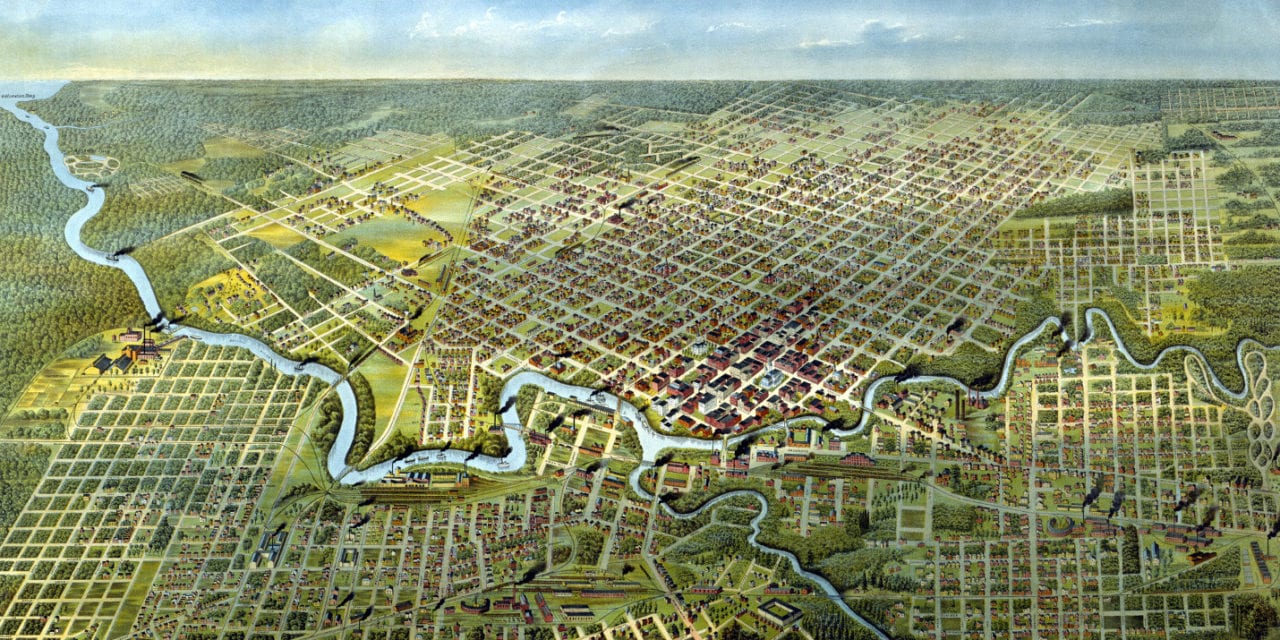 Beautifully detailed map of Houston, Texas from 1891