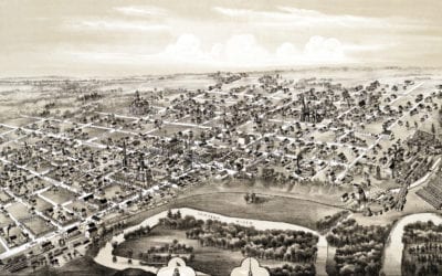 Beautifully restored map of Mt. Pleasant, Michigan from 1884