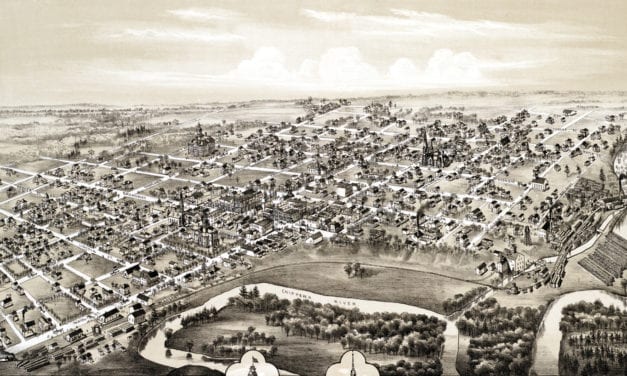 Beautifully restored map of Mt. Pleasant, Michigan from 1884