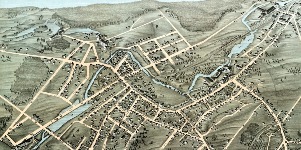Beautifully detailed map of Webster, Mass in 1878