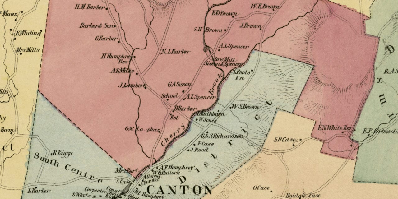 Beautifully restored map of Canton, CT from 1869