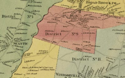 Historic landowners map of East Windsor, Connecticut from 1869