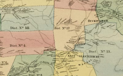 Historic landowners map of Glastonbury, CT from 1869