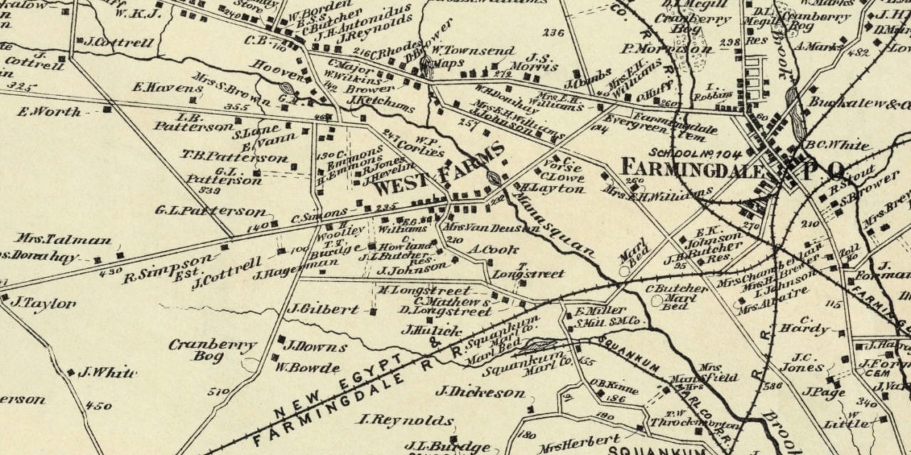 Beautifully restored map of Howell, NJ from 1873