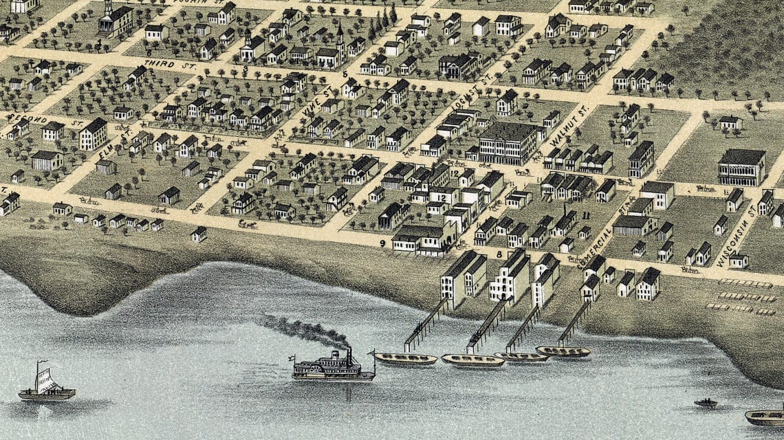 Beautifully restored map of Hudson, Wisconsin from 1870