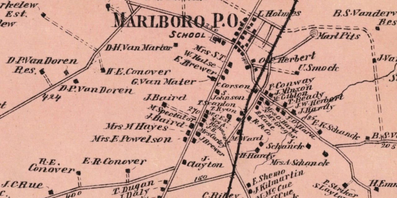 Beautifully restored map of Marlboro, NJ from 1873