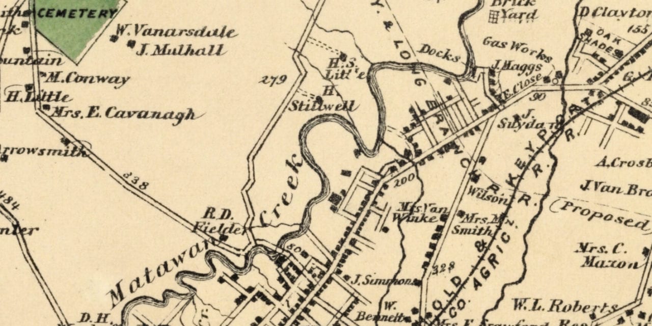 Beautifully restored map of Matavan, NJ from 1873