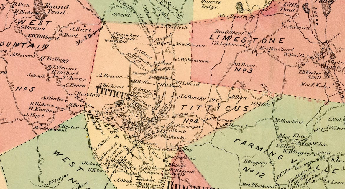 Historic landowners map of Ridgefield, CT from 1867