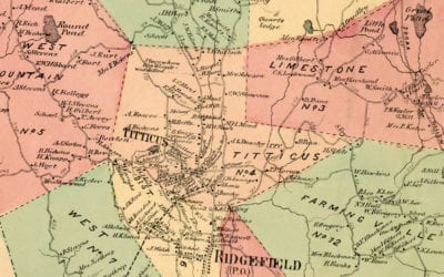 Historic landowners map of Ridgefield, CT from 1867