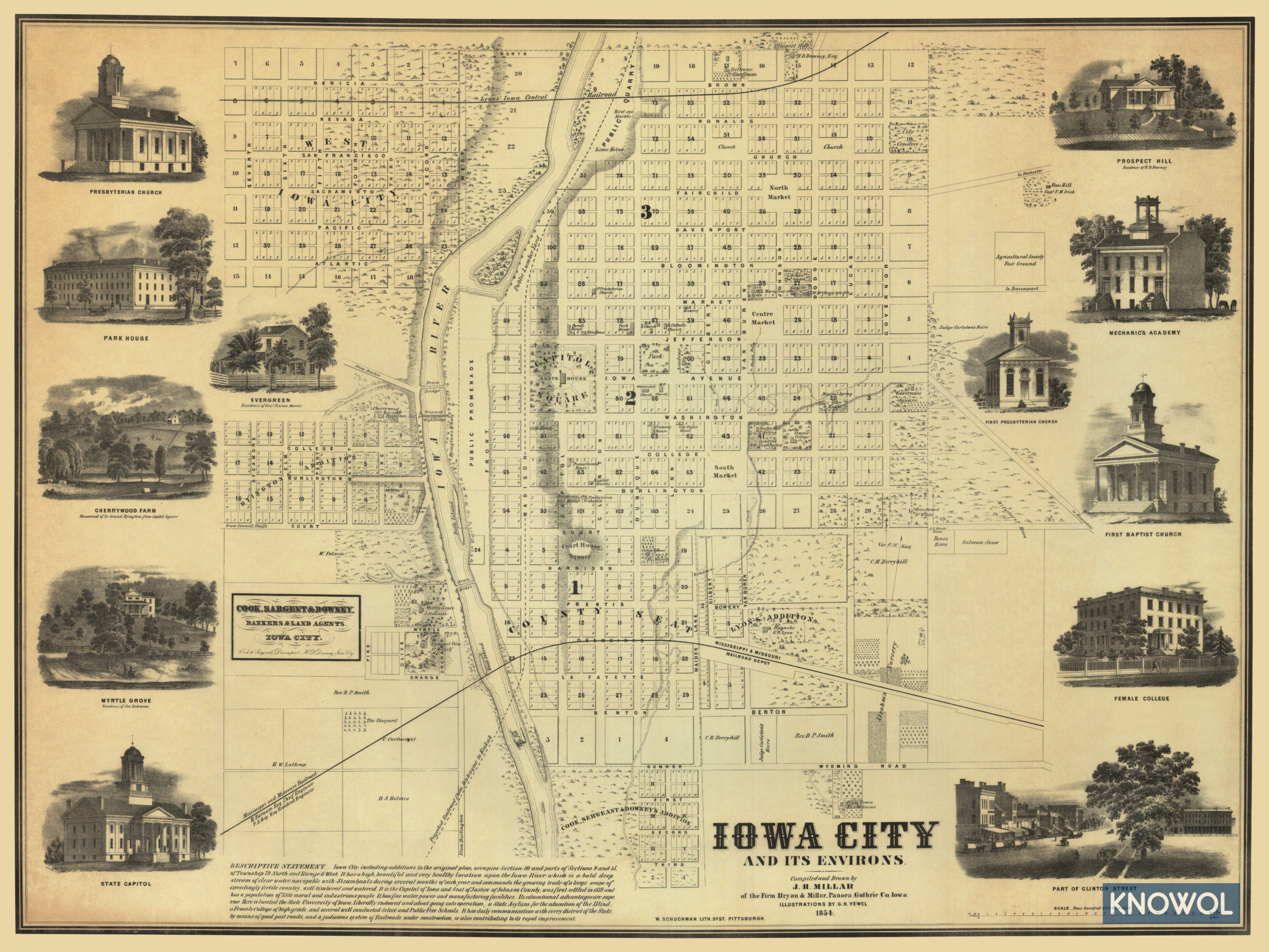 Historical Map of Iowa Map Of Iowa MP288 Antique map of Iowa Old Map of Iowa Vintage Iowa Map