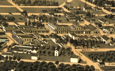 Beautifully restored map of Jacksonville, Oregon from 1883