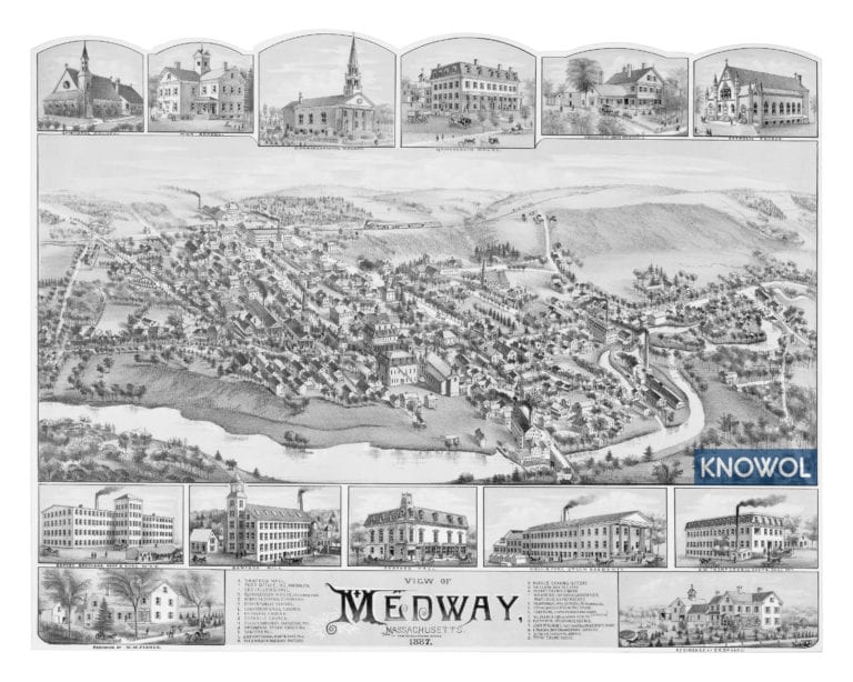 Beautifully detailed map of Medway, Massachusetts from 1887 KNOWOL