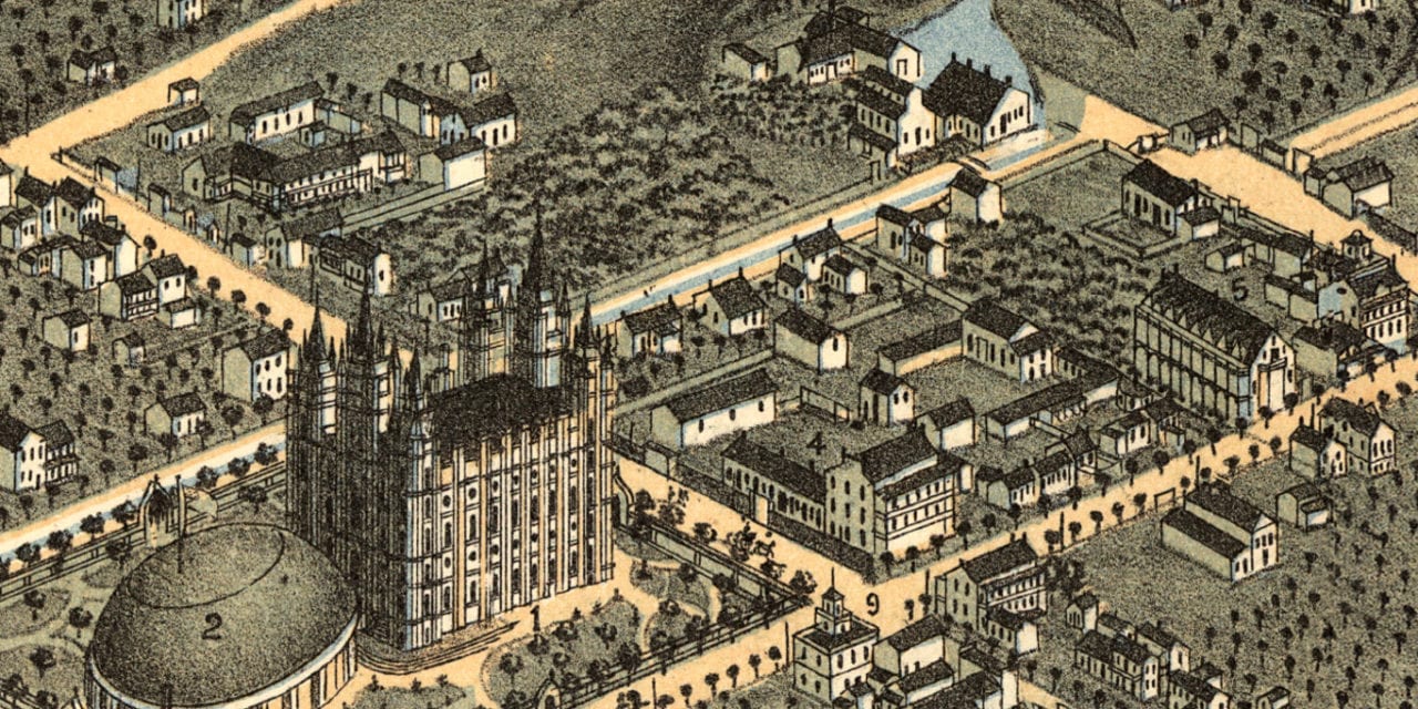 Beautifully detailed map of Salt Lake City, Utah from 1870