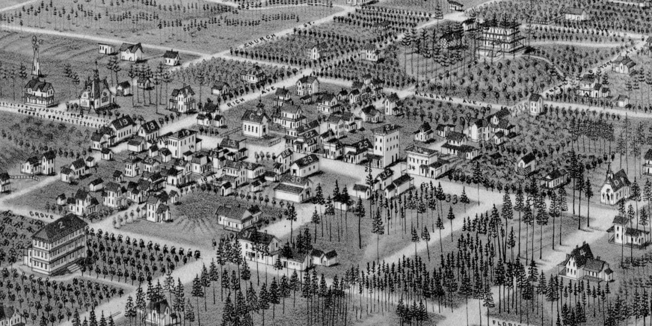 Beautifully restored map of DeLand, Florida from 1884