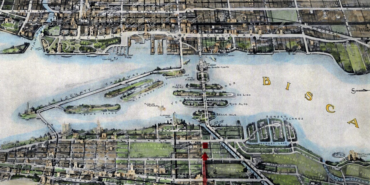 Beautifully restored map of Miami, Florida from 1934