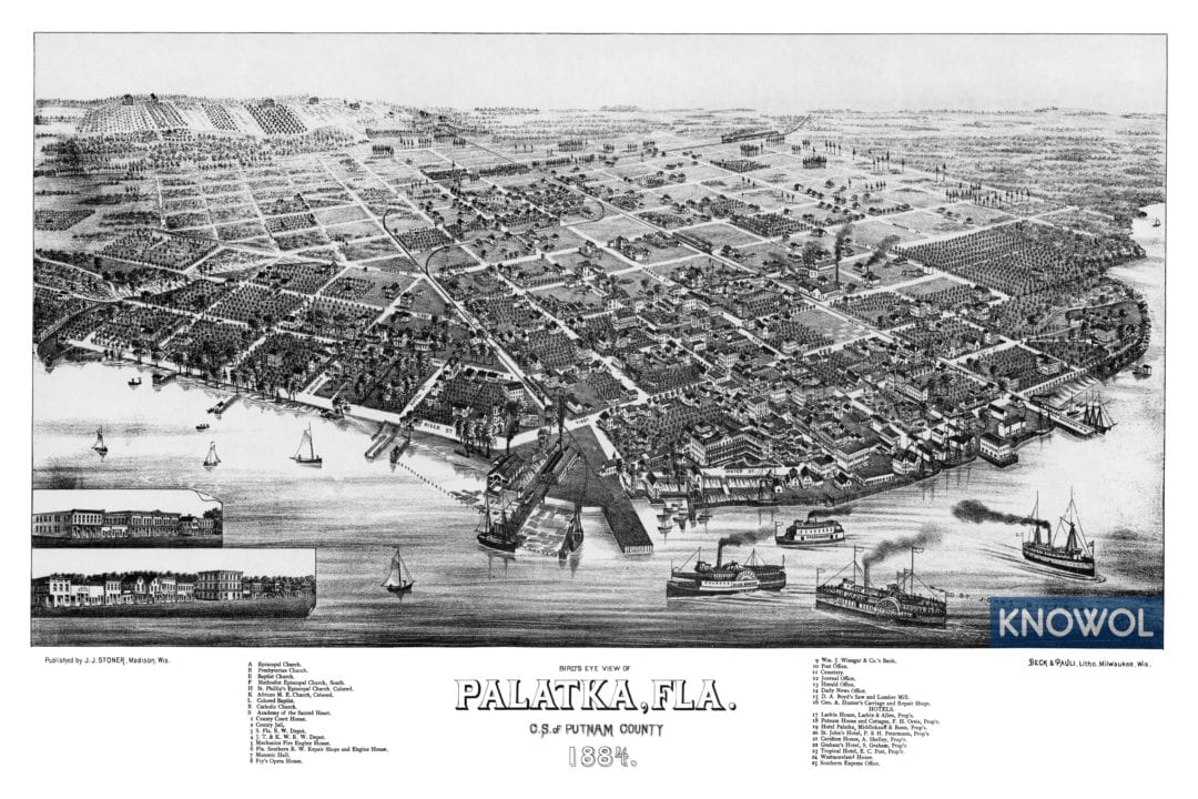 Beautifully detailed map of Palatka, Florida from 1884 KNOWOL