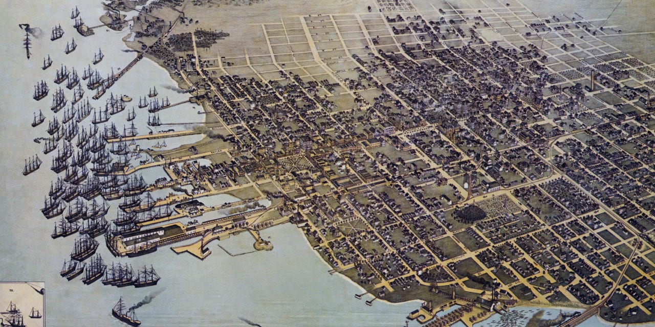 Beautifully restored map of Pensacola, Florida from 1896