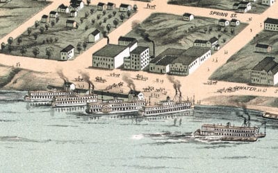 Beautifully restored map of Clarksville, TN from 1870