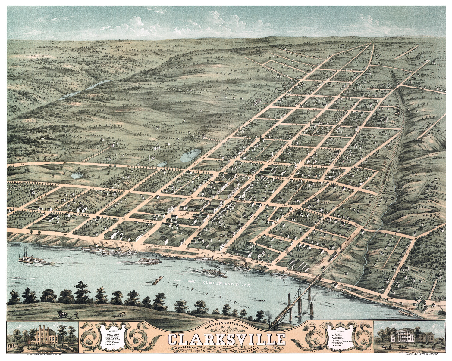 Beautifully restored map of Clarksville, TN from 1870 KNOWOL