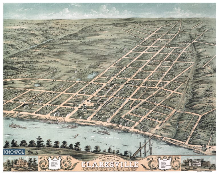 Beautifully restored map of Clarksville, TN from 1870 - KNOWOL