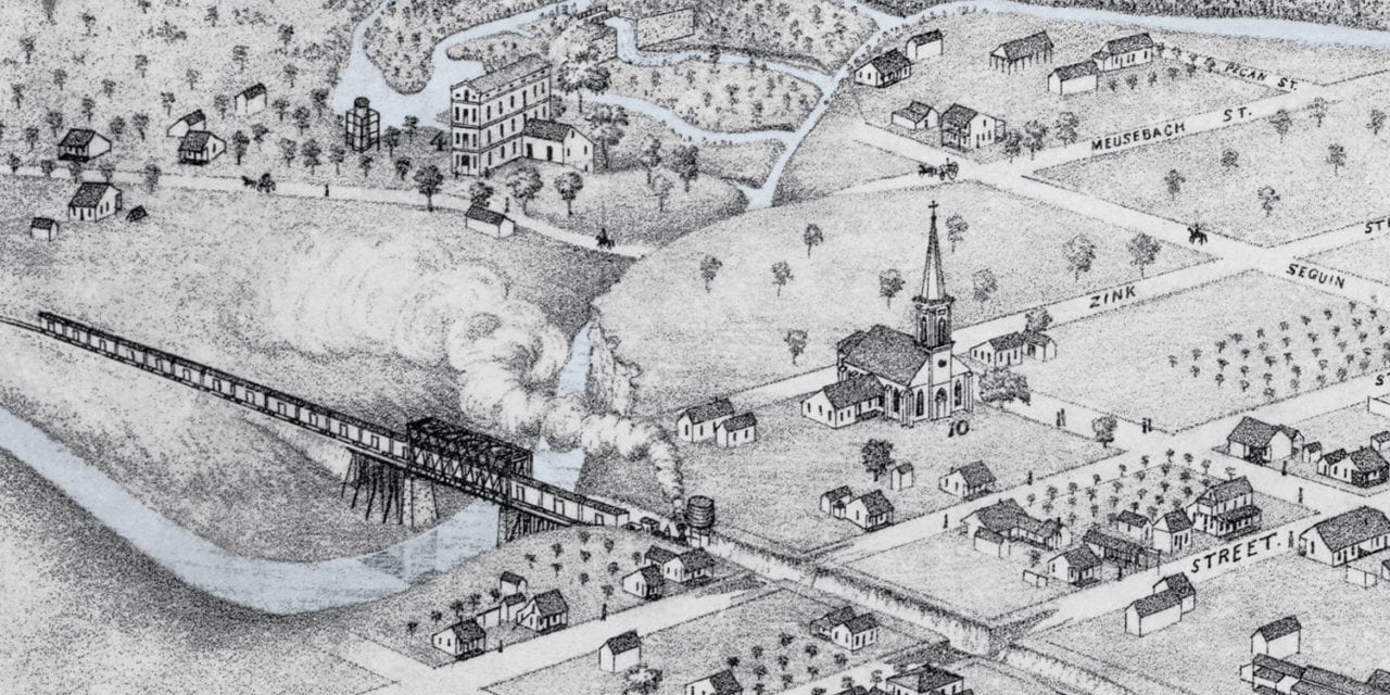 Beautifully restored map of New Braunfels, Texas from 1881