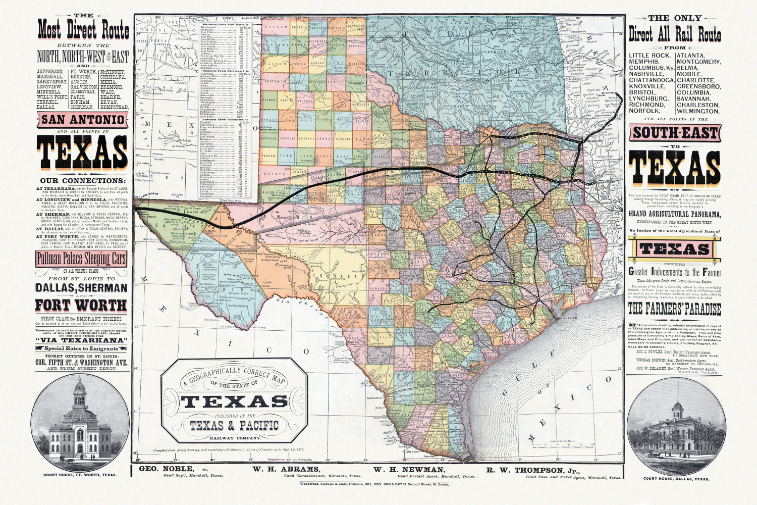 Beautifully detailed map of Texas Railroads from 1876 KNOWOL