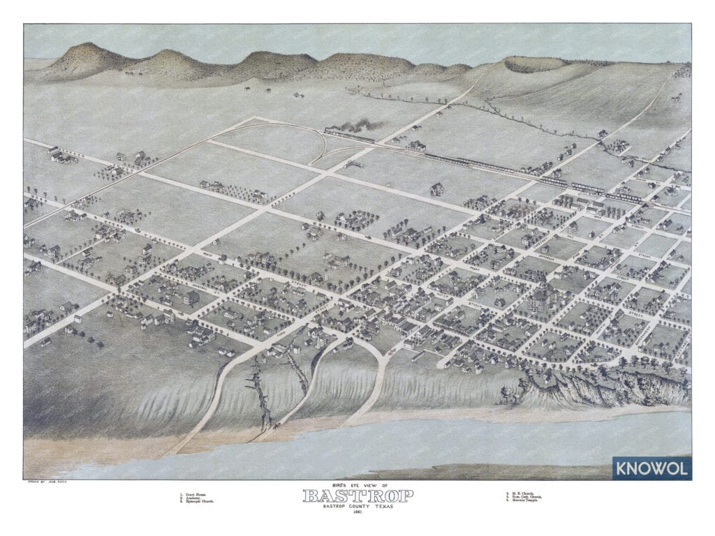 1887 map of Bastrop, Texas - second view