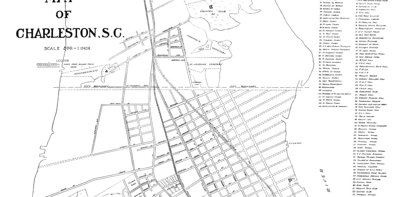 Historic Street Map of Charleston, South Carolina from 1912