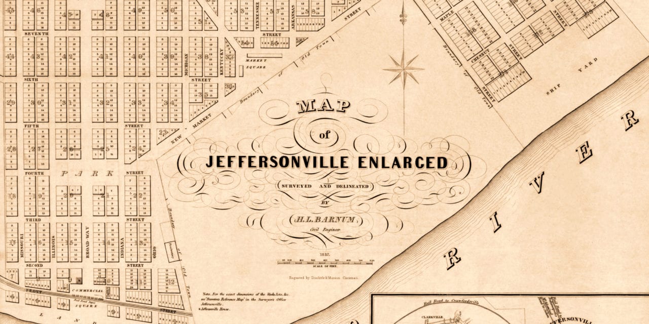 Beautifully restored map of Jeffersonville, Indiana from 1837