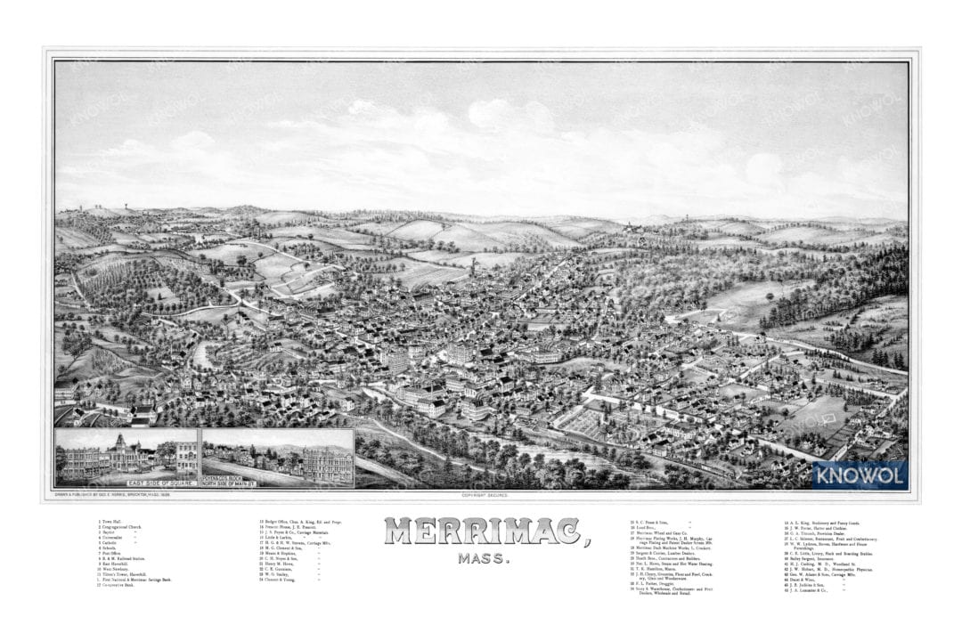 Beautifully restored map of merrimac ma from 1889 knowol