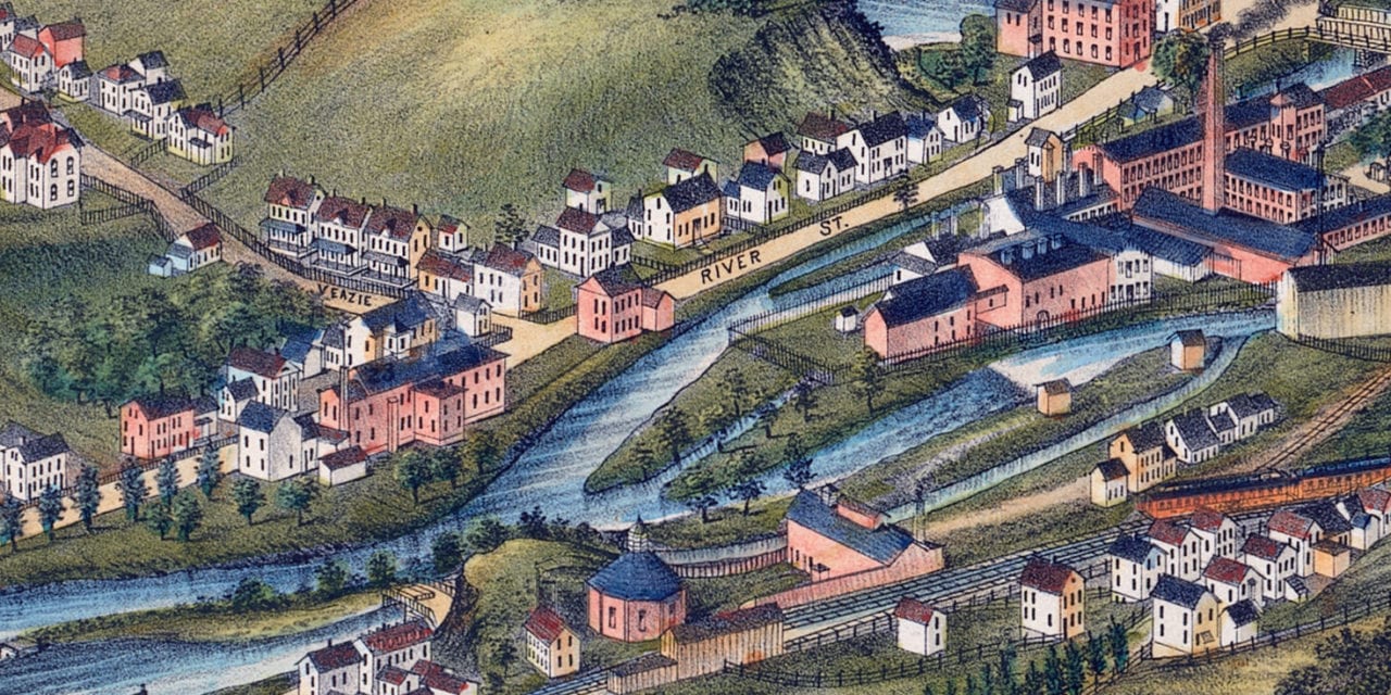 Bird’s Eye View of North Adams, Massachusetts in 1881