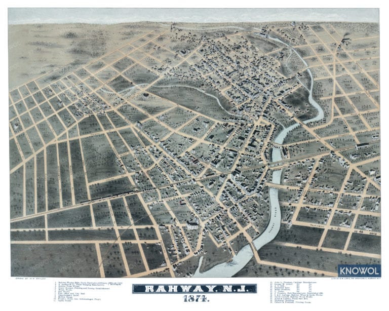 Beautifully detailed map of Rahway, New Jersey from 1874 KNOWOL