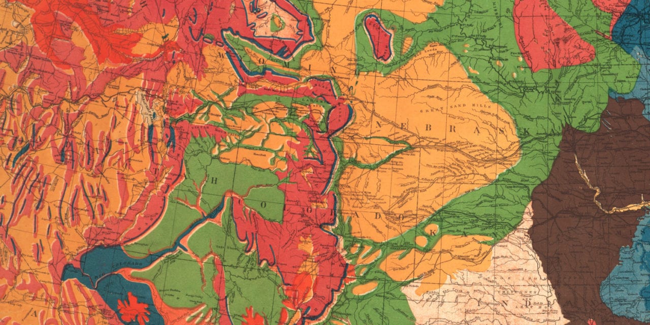 Beautifully restored Geological Map of the United States from 1872