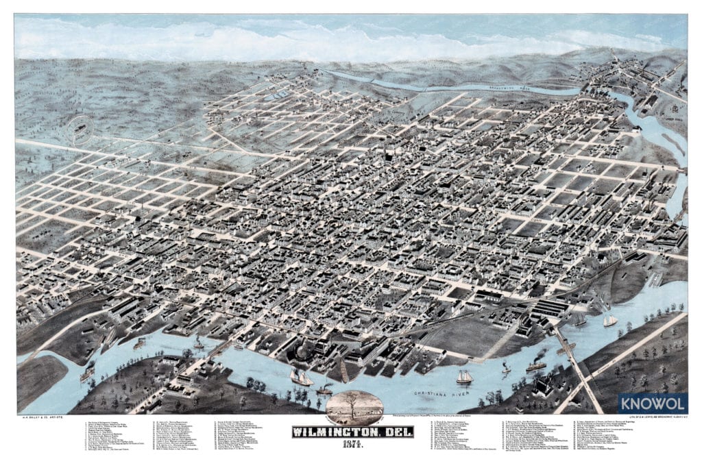 Beautifully restored map of Wilmington, Delaware from 1874 KNOWOL