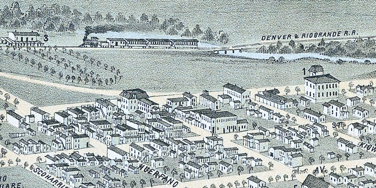 Beautifully restored map of Colorado Springs, CO from 1874