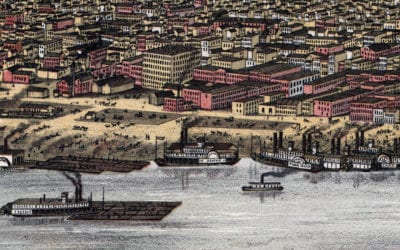 Beautifully restored map of Louisville, Kentucky from 1876