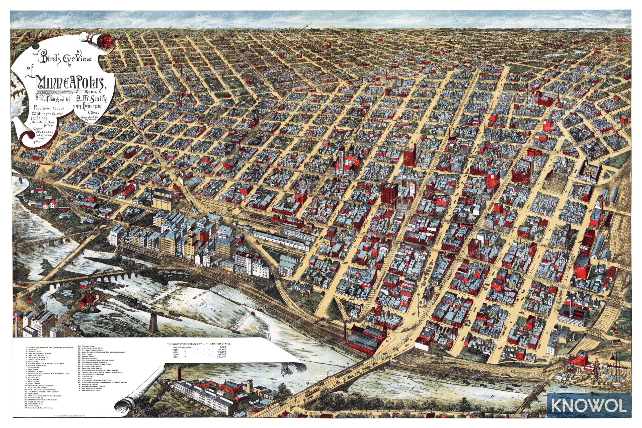Beautifully restored map of Saint Paul, Minnesota from 1888 - KNOWOL