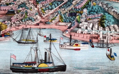 Historic bird’s eye view of Annapolis, Maryland from 1864