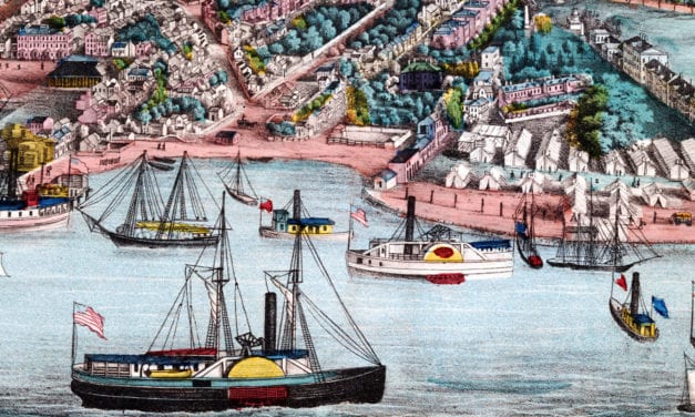 Historic bird’s eye view of Annapolis, Maryland from 1864