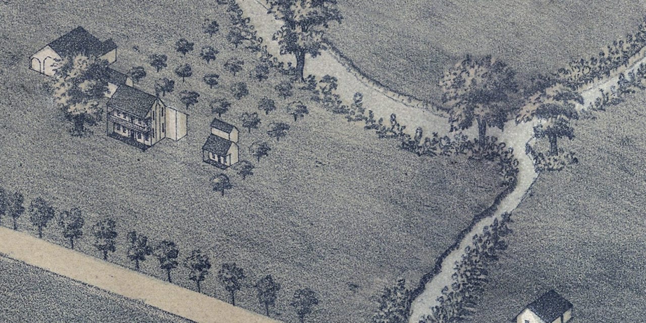 Historic old map shows bird’s eye view of Brenham, Texas in 1881