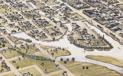 Historic Map of Stockton, California shows the city in 1870