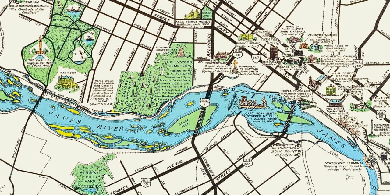 Beautifully Illustrated Pictorial Map of Richmond, VA from 1937