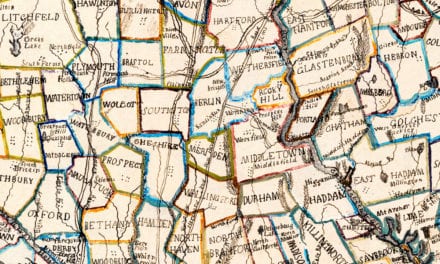 Vintage hand-colored map of Connecticut from 1857