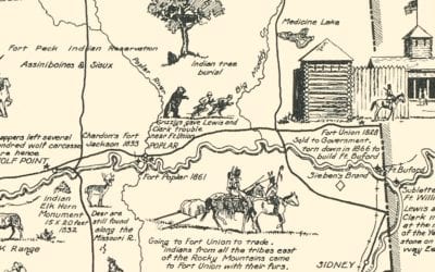 Map of Frontier Montana, a one page history dedicated to the Old Timers